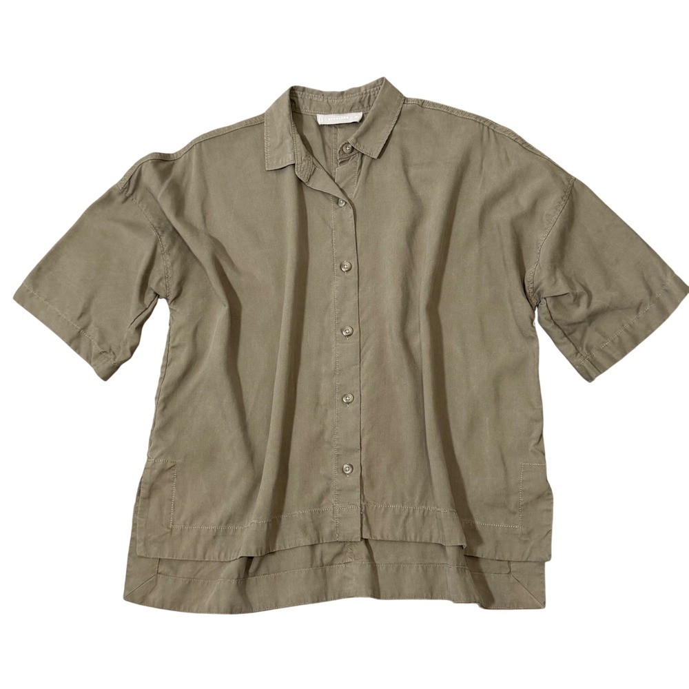 Everlane Oversize Tencel Lyocell Luxe Boxy Button Down Top XS Minimal Neutral